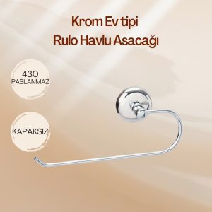 Krom Ev Tipi Rulo Havlu Kağıt Asacağı